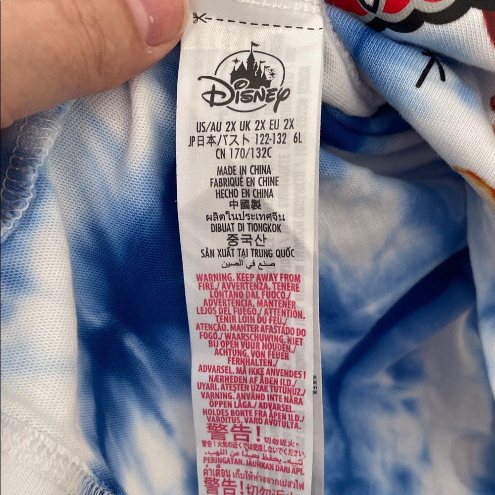Disney Lady and the Tramp Tie-Dye Tee - Blue & White 2X New without Tags - Picture 4 of 11